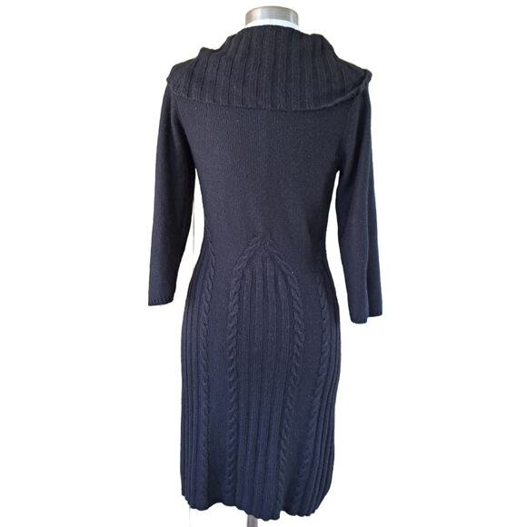 Anthropologie Sleeping on Snow Black Lancet Cowl Neck Sweater Dress Size Large - Picture 4 of 8